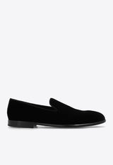 Dolce 
Gabbana Leonardo DG Logo Velvet Loafers Black A50613 A6808-80999