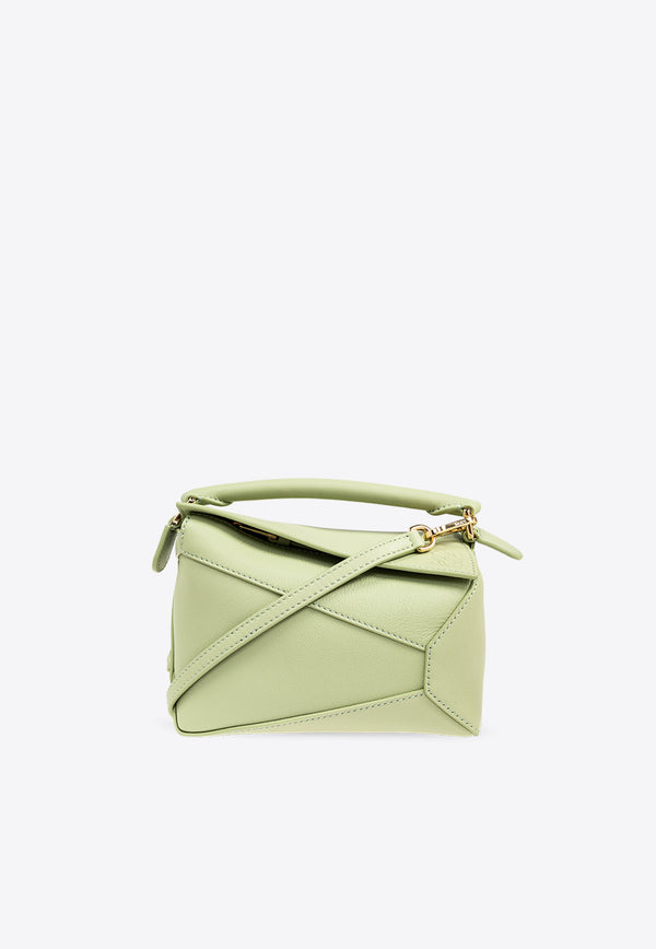 Loewe Mini Puzzle Leather Top Handle Bag Green A510P88X26 0-LIGHT PEAR