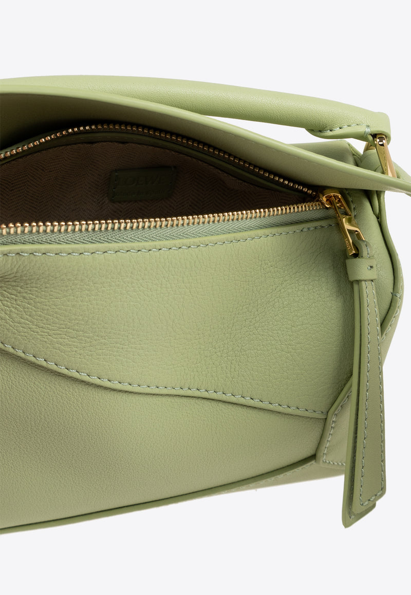 Loewe Mini Puzzle Leather Top Handle Bag Green A510P88X26 0-LIGHT PEAR