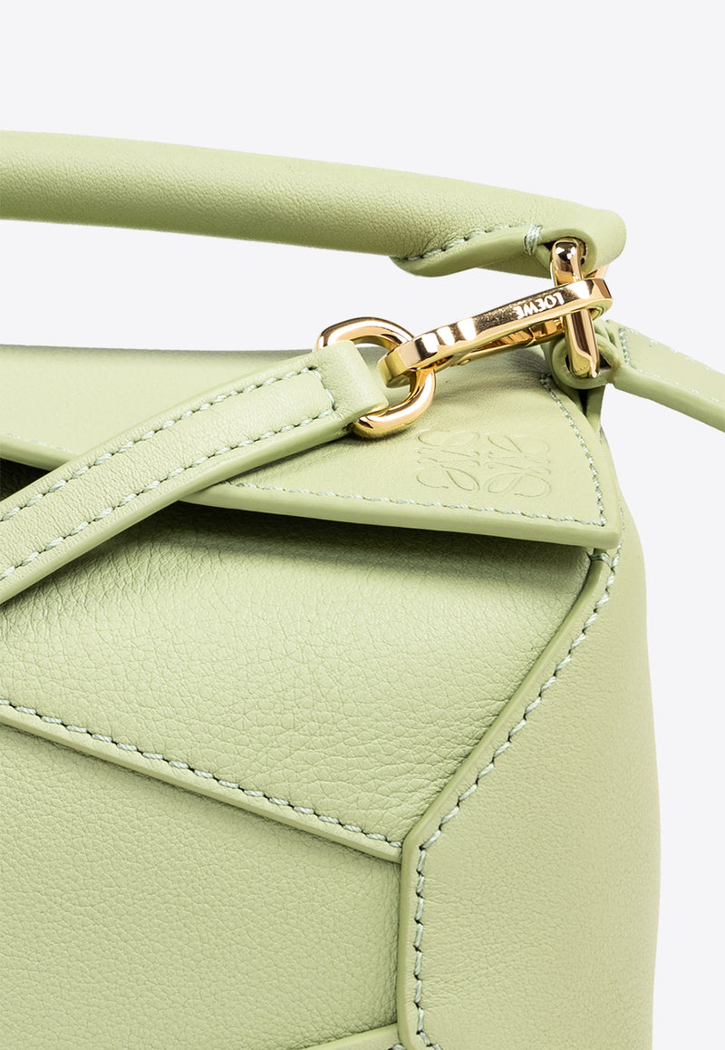 Loewe Mini Puzzle Leather Top Handle Bag Green A510P88X26 0-LIGHT PEAR