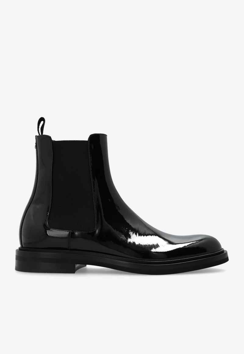 Dolce 
Gabbana Altavilla Patent Leather Ankle Boots Black A60602 A1471-80999