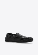 Dolce 
Gabbana Hand-Woven Calf Leather Loafers Black A50634 AZ870-80999