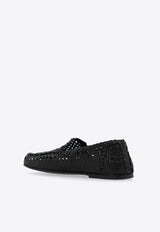 Dolce 
Gabbana Hand-Woven Calf Leather Loafers Black A50634 AZ870-80999