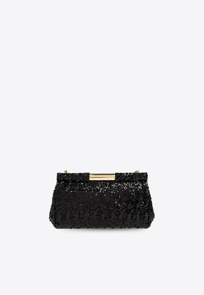 Dolce 
Gabbana Medium Marlene Sequined Shoulder Bag Black BB7620 AR440-80999