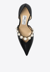 Jimmy Choo Aurelie 85 Pearl Embellished Patent Leather Pumps Black AURELIE 85 XKM-BLACK WHITE