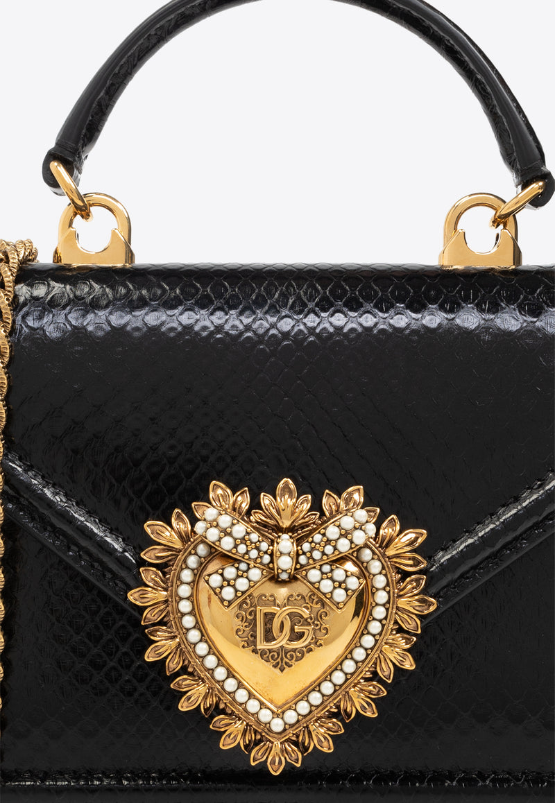 Dolce 
Gabbana Small Devotion Python-Skin Shoulder Bag Black BB6711 A2111-80999