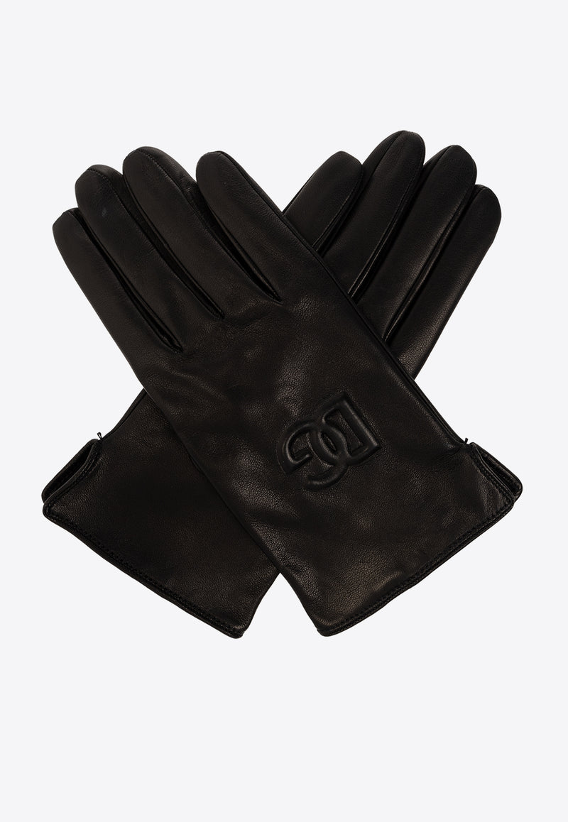 Dolce 
Gabbana Embossed Logo Nappa Leather Gloves Black BG0169 AQ381-80999