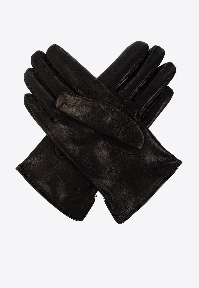 Dolce 
Gabbana Embossed Logo Nappa Leather Gloves Black BG0169 AQ381-80999