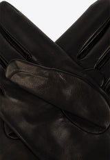 Dolce 
Gabbana Embossed Logo Nappa Leather Gloves Black BG0169 AQ381-80999