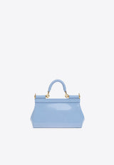 Dolce 
Gabbana Small Sicily Polished Leather Shoulder Bag Light Blue BB7116 A1037-80789