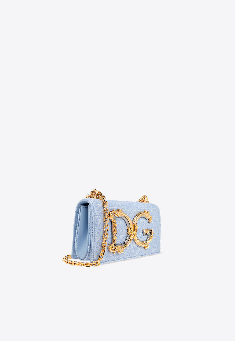 Dolce 
Gabbana DG Girls Bouclé Shoulder Bag Light Blue BI1416 AV884-80789