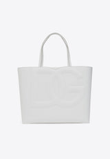 Dolce 
Gabbana Medium DG Logo Leather Tote Bag White BB7338 AW576-80002