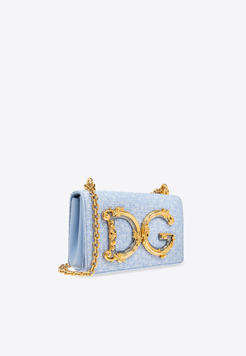 Dolce 
Gabbana Medium DG Girls Bouclé Shoulder Bag Light Blue BB6498 AV884-80789