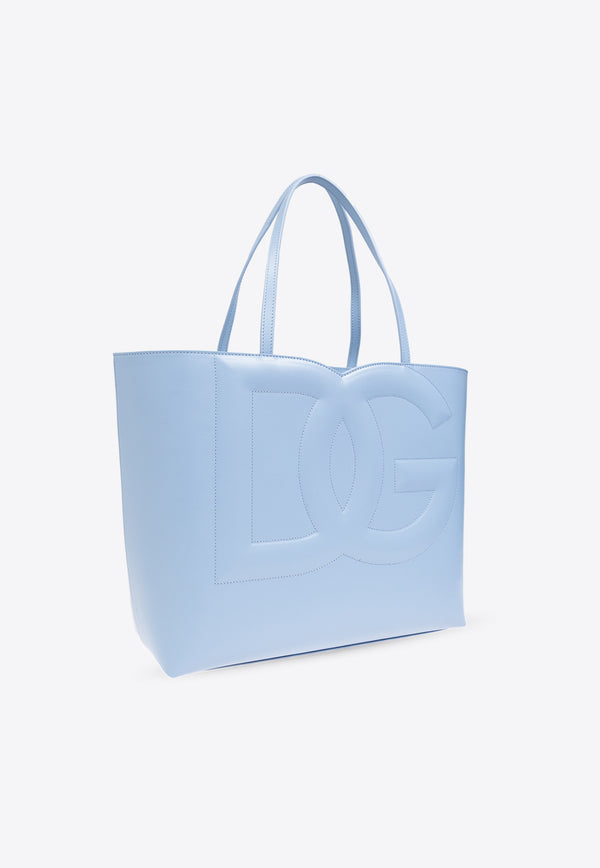 Dolce 
Gabbana Medium DG Logo Leather Tote Bag Light Blue BB7338 AW576-80789