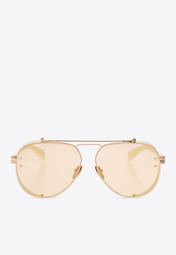 Balmain Capitaine Aviator Sunglasses Beige BPS-125C-62 0-0