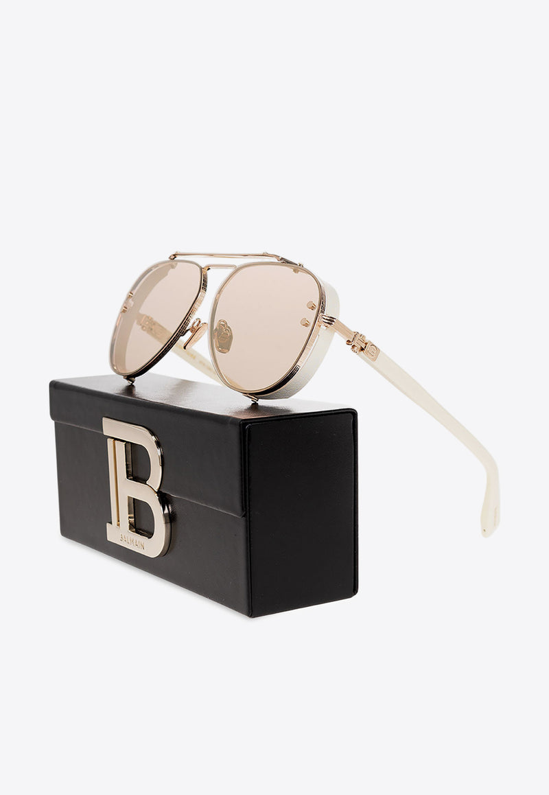 Balmain Capitaine Aviator Sunglasses Beige BPS-125C-62 0-0