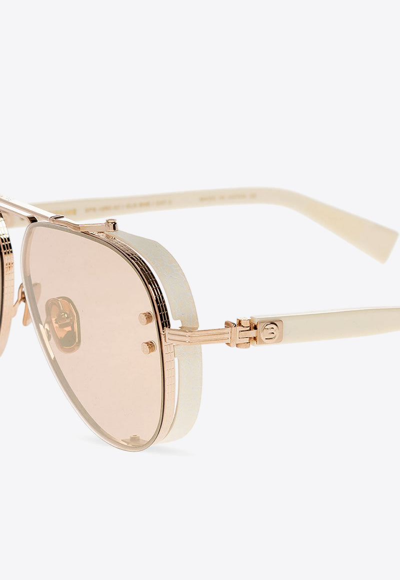 Balmain Capitaine Aviator Sunglasses Beige BPS-125C-62 0-0