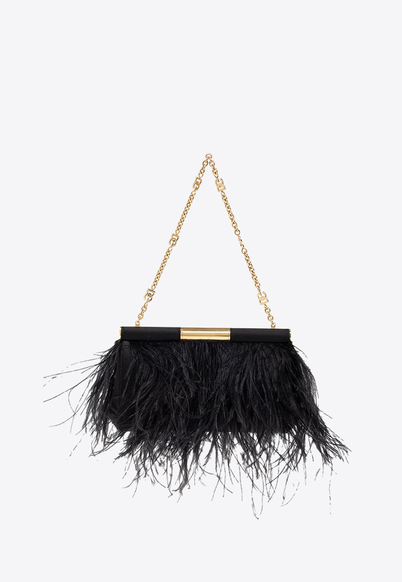 Dolce 
Gabbana Medium Marlene Ostrich-Feather Shoulder Bag Black BB7620 A9S91-8B956