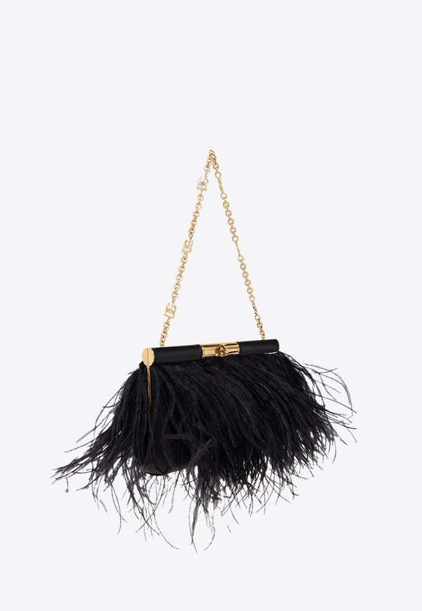 Dolce 
Gabbana Medium Marlene Ostrich-Feather Shoulder Bag Black BB7620 A9S91-8B956