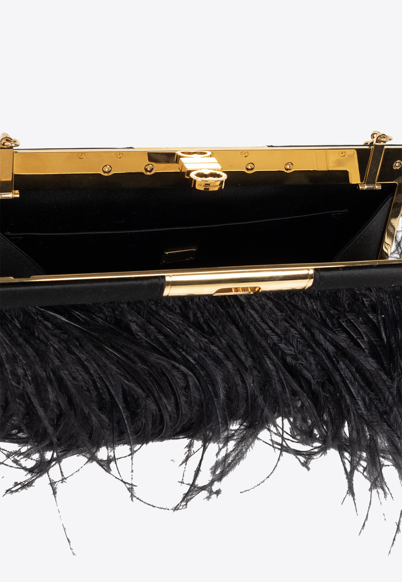 Dolce 
Gabbana Medium Marlene Ostrich-Feather Shoulder Bag Black BB7620 A9S91-8B956