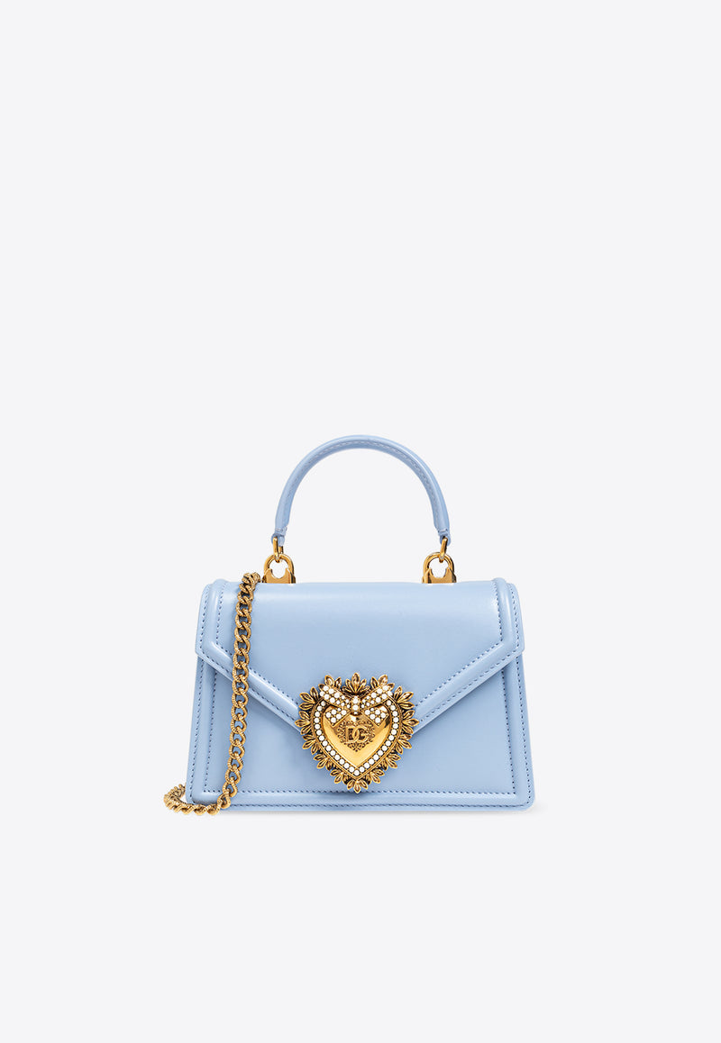 Dolce 
Gabbana Small Devotion Leather Top Handle Bag Light Blue BB6711 AV893-80789