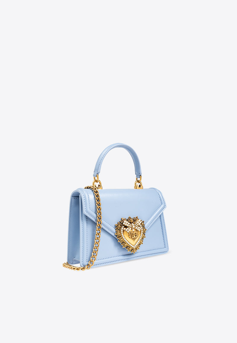 Dolce 
Gabbana Small Devotion Leather Top Handle Bag Light Blue BB6711 AV893-80789