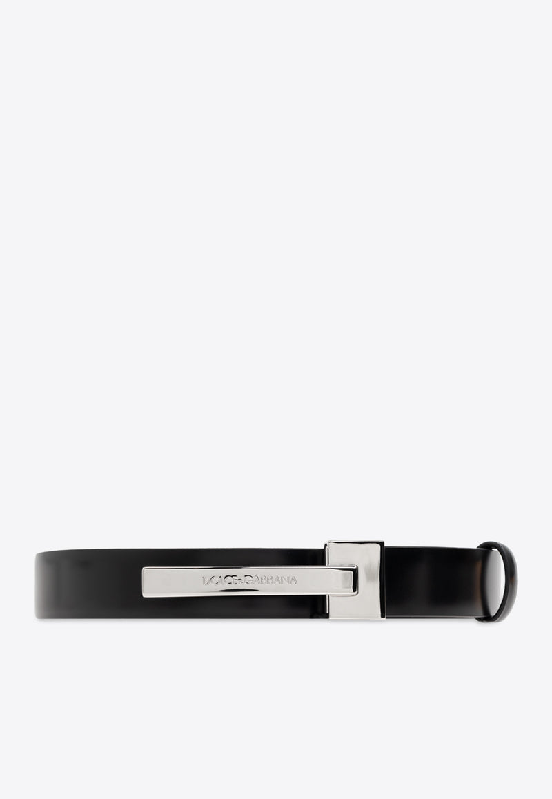 Dolce 
Gabbana Logo Buckle Brushed Leather Belt Black BC4870 AI935-80999