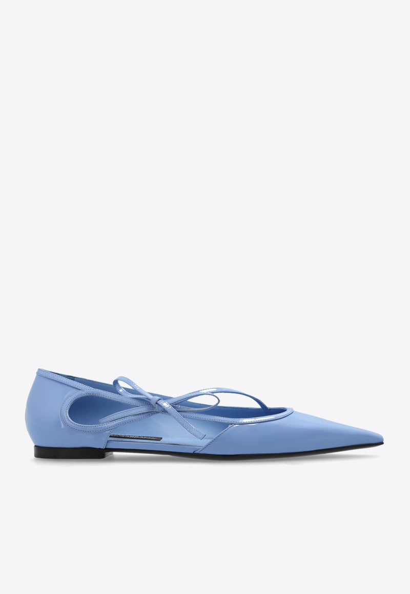 Dolce 
Gabbana Mun Polished Leather Ballet Flats Light Blue CB0217 A1037-80789