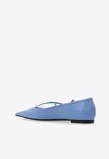 Dolce 
Gabbana Mun Polished Leather Ballet Flats Light Blue CB0217 A1037-80789