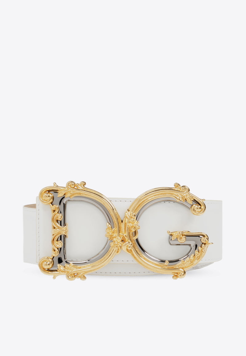 Dolce 
Gabbana DG Baroque Leather Belt White BE1336 AZ831-80001