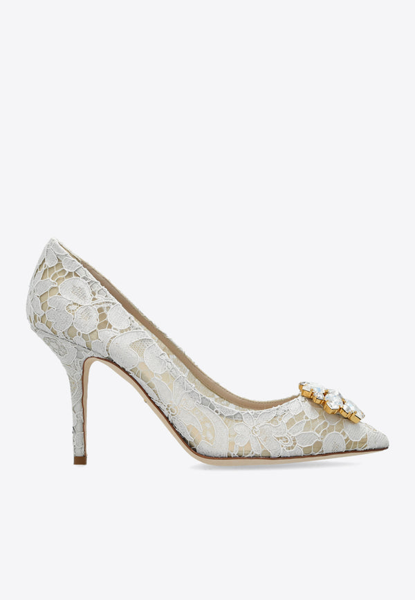 Dolce 
Gabbana Bellucci 90 Taormina Lace Pumps Cream CD0101 AL198-80005