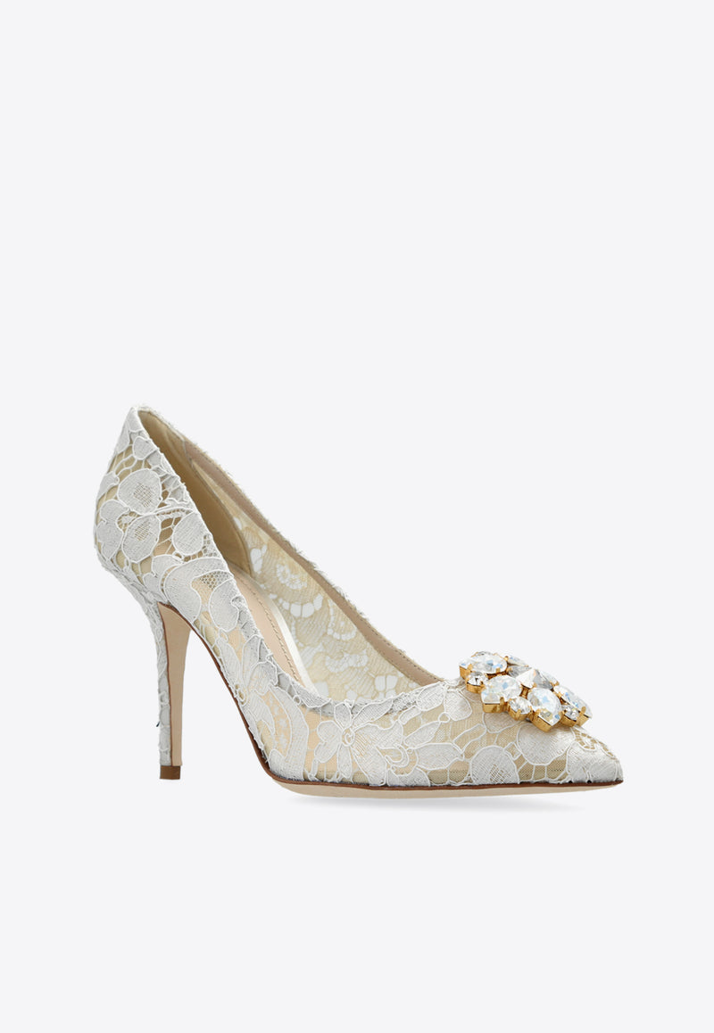 Dolce 
Gabbana Bellucci 90 Taormina Lace Pumps Cream CD0101 AL198-80005