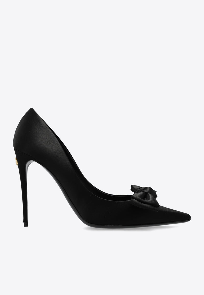 Dolce 
Gabbana 105 Bow Appliqué Satin Pumps Black CD1892 A3I64-8B956