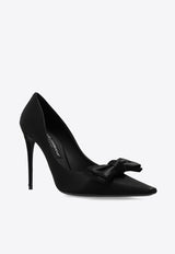 Dolce 
Gabbana 105 Bow Appliqué Satin Pumps Black CD1892 A3I64-8B956