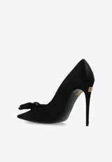 Dolce 
Gabbana 105 Bow Appliqué Satin Pumps Black CD1892 A3I64-8B956