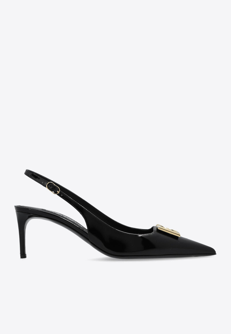 Dolce 
Gabbana Lollo 60 DG Logo Slingback Pumps Black CG0710 A1037-80999