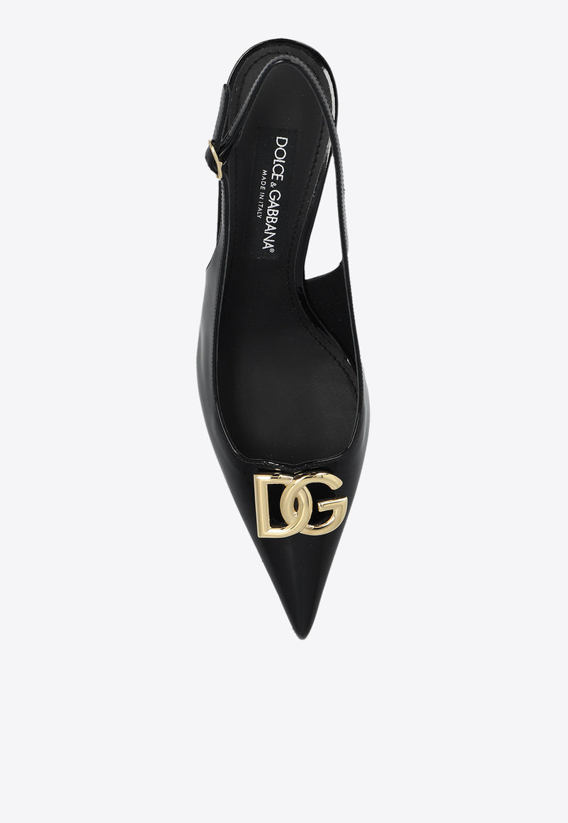 Dolce 
Gabbana Lollo 60 DG Logo Slingback Pumps Black CG0710 A1037-80999