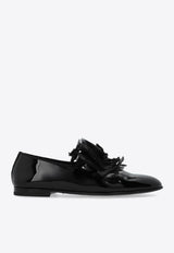 Dolce 
Gabbana Floral Appliqué Patent Leather Loafers Black A50645 A3G48-8B956