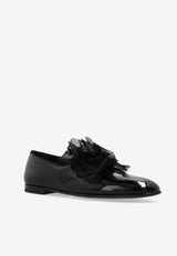 Dolce 
Gabbana Floral Appliqué Patent Leather Loafers Black A50645 A3G48-8B956