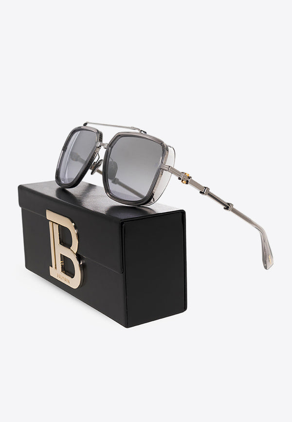 Balmain Officier Aviator Sunglasses  Gray BPS-108B-58 0-0