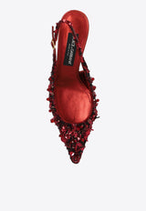 Dolce 
Gabbana 60 Sequined Slingback Pumps Bordeaux CG0806 A9U87-89554