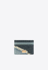 Dolce 
Gabbana Logo Plaque Patchwork Denim Cardholder Blue BI0330 A9U75-80650