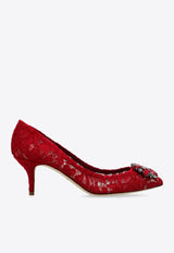 Dolce 
Gabbana Bellucci 60 Brooch Embellished Lace Pumps Red CD0066 AL198-80304