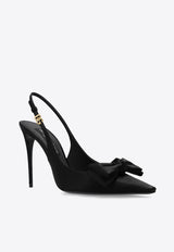 Dolce 
Gabbana Mun 105 Satin Slingback Pumps with Bow Black CG0844 A3I64-8B956