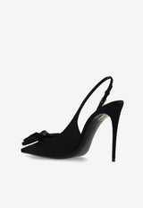 Dolce 
Gabbana Mun 105 Satin Slingback Pumps with Bow Black CG0844 A3I64-8B956