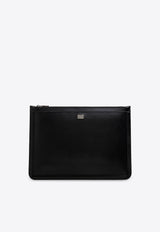 Dolce 
Gabbana Large Logo Plaque Leather Pouch Black BM2328 AV956-80999