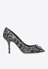 Dolce 
Gabbana Bellucci 90 Brooch Embellished Lace Pumps Gray CD0101 AE637-87505