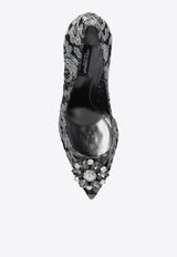 Dolce 
Gabbana Bellucci 90 Brooch Embellished Lace Pumps Gray CD0101 AE637-87505