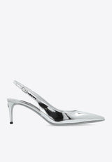 Dolce 
Gabbana 60 Mirrored Leather Slingback Pumps Silver CG0639 AY828-80998