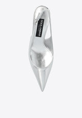 Dolce 
Gabbana 60 Mirrored Leather Slingback Pumps Silver CG0639 AY828-80998